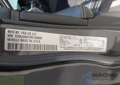 2024 Jeep Grand Cherokee Altitude X 4X4 z USA, uszkodzony, nr VIN 1C4RJHAG2RC186568